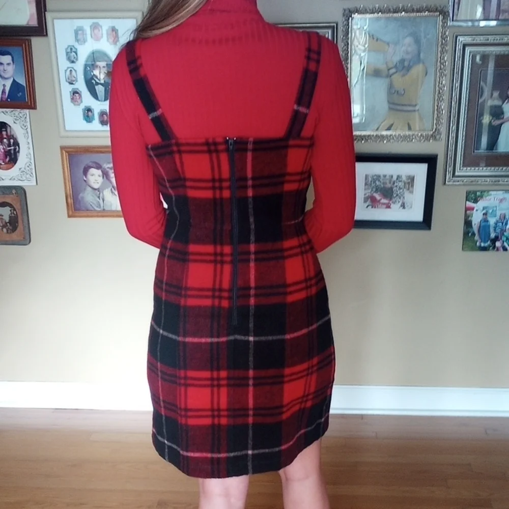 Copper Key Red and Black Plaid Dress With Red Turtle Neck Sweater - Picture 6 of 10